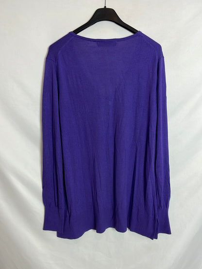 EL CORTE INGLÉS. Jersey morado cuello pico T M