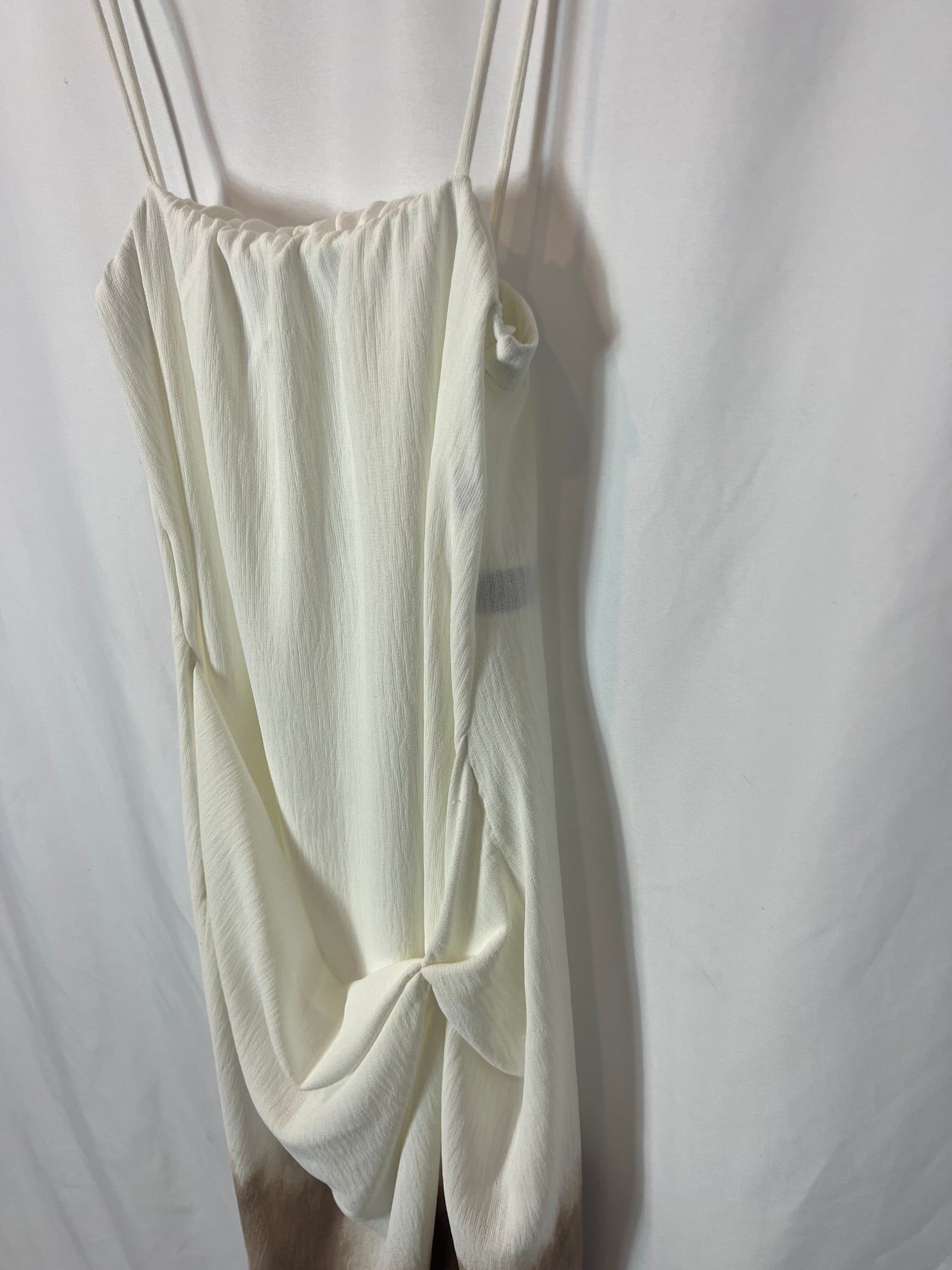 ZARA. Vestido blanco fluido fruncido. T S