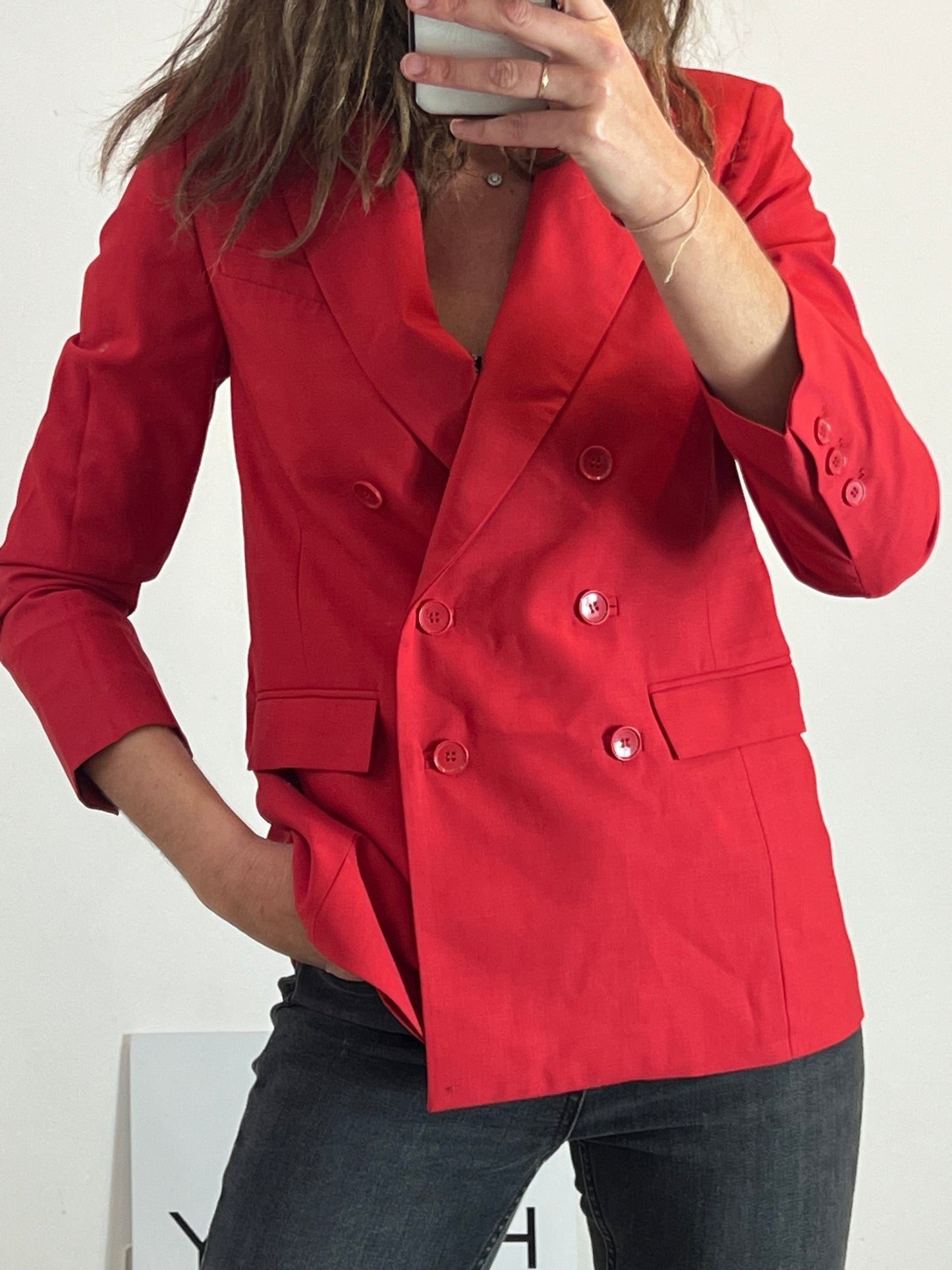 &OTHER STORIES. Blazer roja doble botonadura con lana T 36