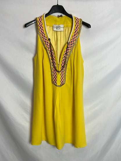 ELLA LUNA. Vestido amarillo collares TU (S/M) (tara)