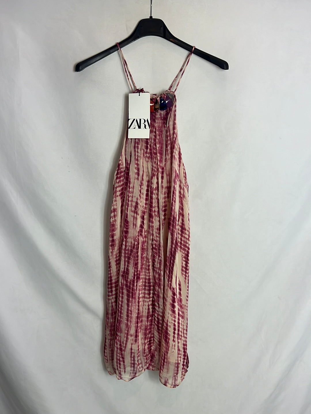 ZARA. Vestido corto tie dye cuello halter. T M