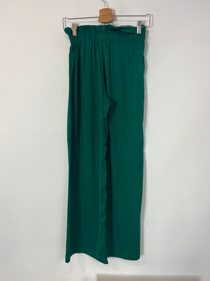 MANGO. Pantalón verde fluido  T.xs