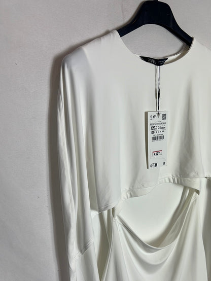 ZARA. Top blanco licra apertura . T XS