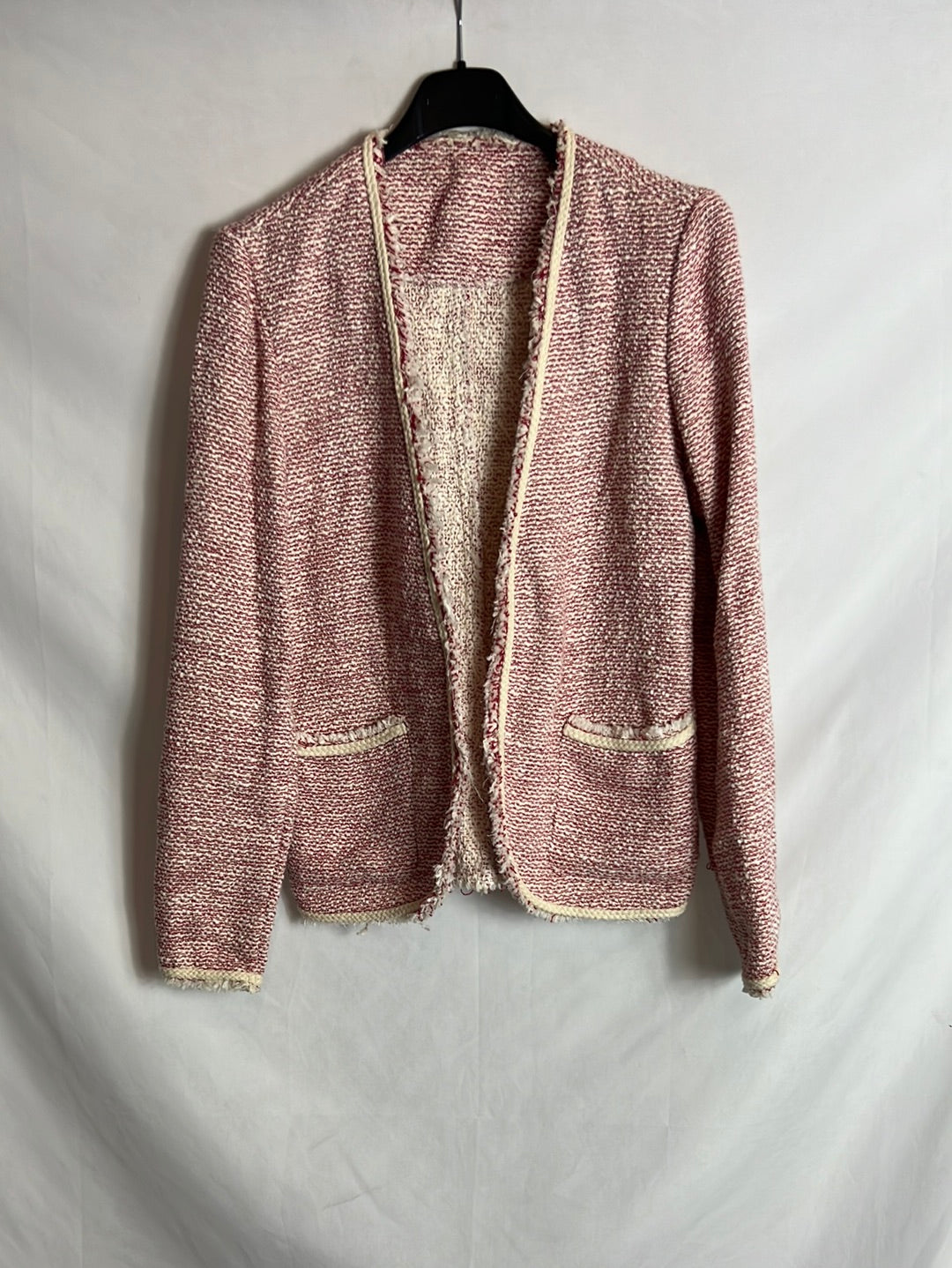 OTRAS. Chaqueta beige y roja tweed. TS