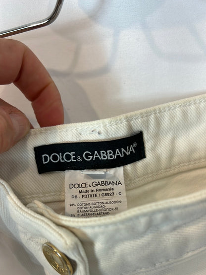 DOLCE&GABBANA. Denim short blanco detalle encaje. T 40