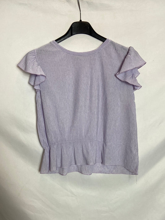 PULL&BEAR. Top lila canalé T.XS