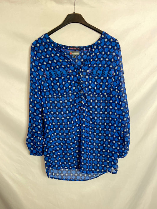 STREET ONE. Blusa azul estampado geométrico. T 36