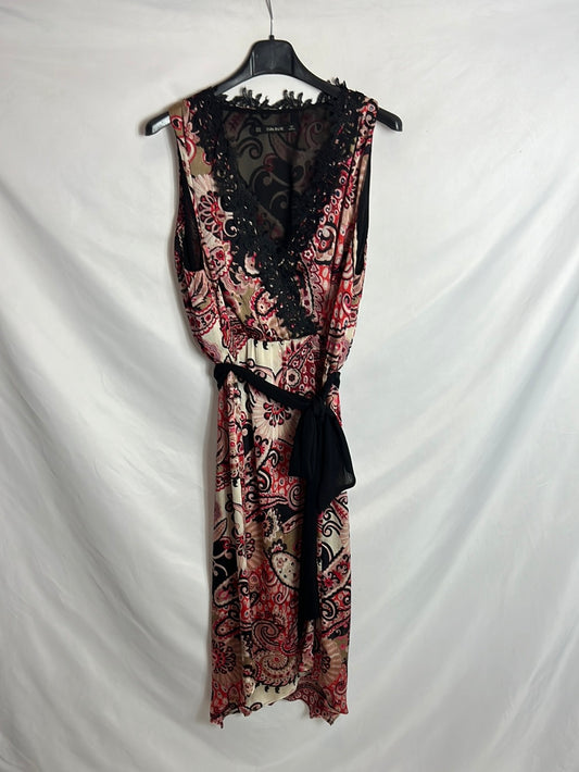 ZARA. Vestido midi estampado T.xl