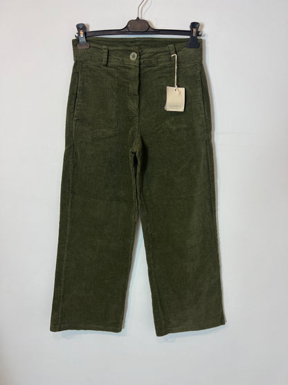 ACUARELA. Pantalón recto pana verde Tu(36)