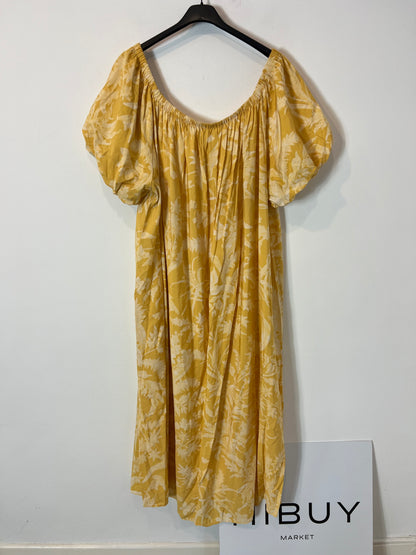 H&M. Vestido largo amarillo flores T.xxl