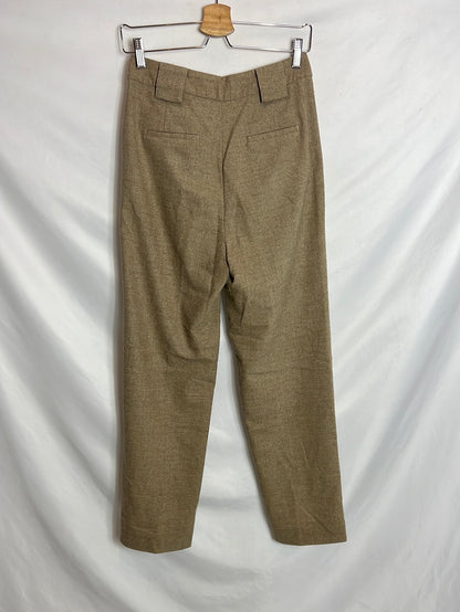 BA&sh. Pantalón beige pinzas. T 0( 36)