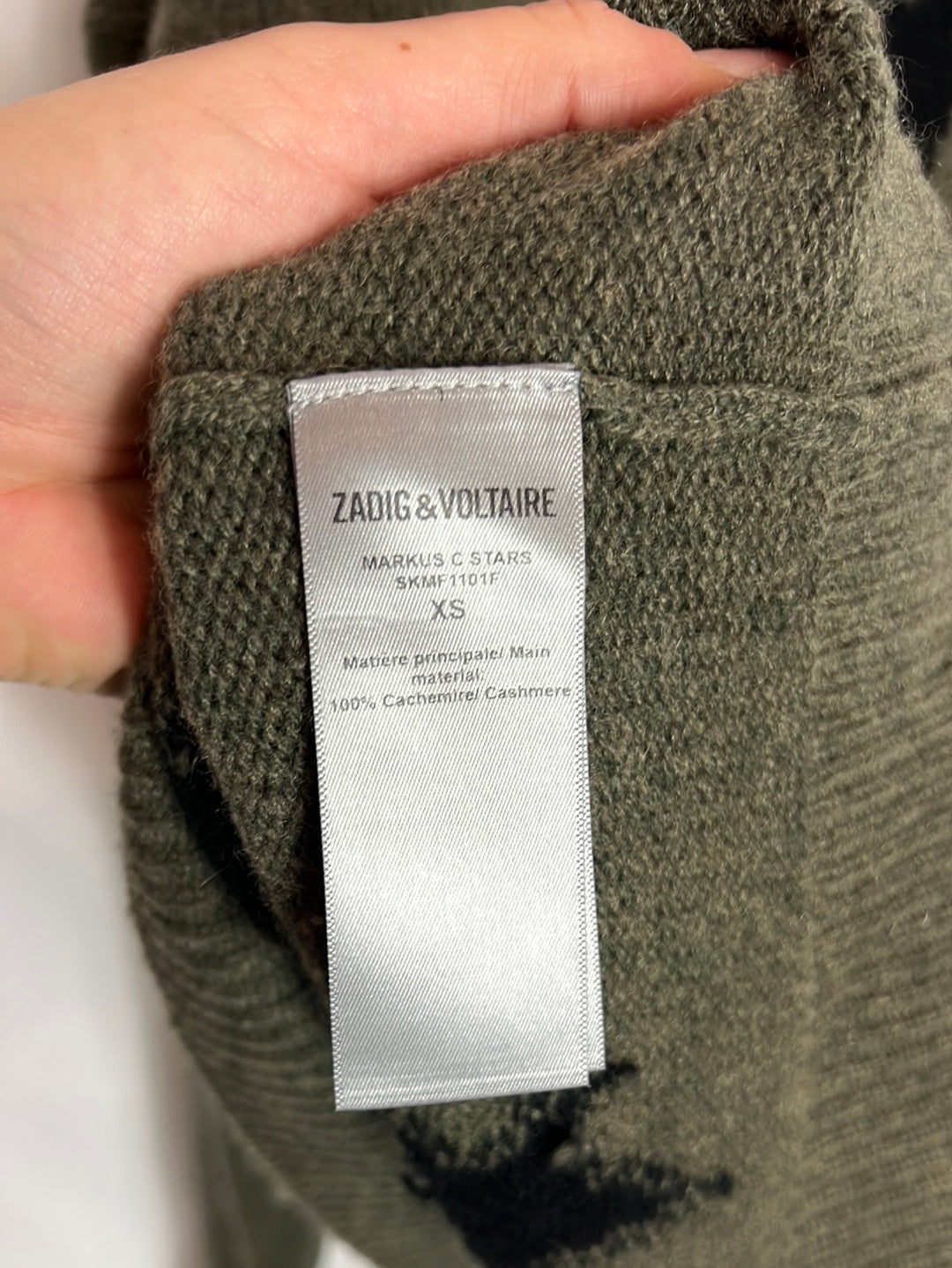 ZADIG&VOLTAIRE. Jersey cashmere verde estrellas. T XS