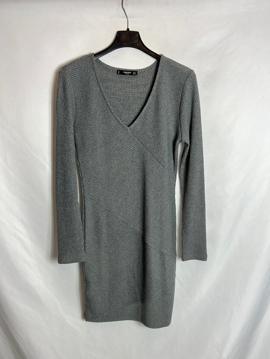 MANGO. Vestido gris punto elástico . T M