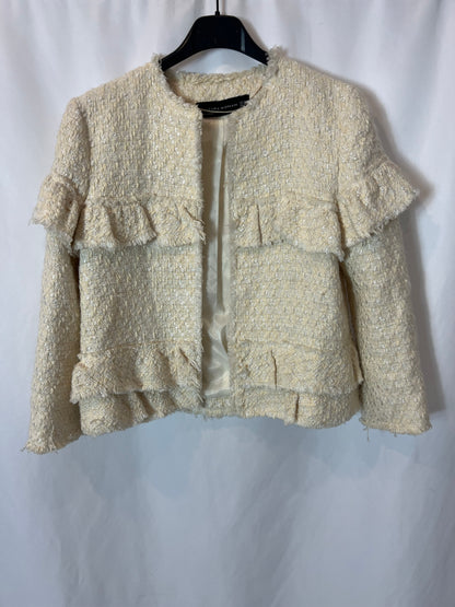 ZARA. Chaqueta beige tweed T.xs