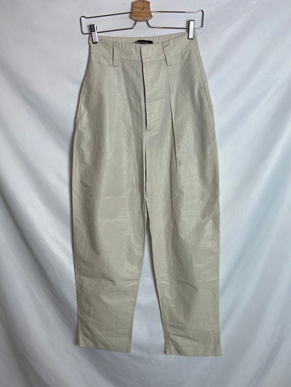 ISABEL MARANT . Pantalón beige textura brillo. T 34