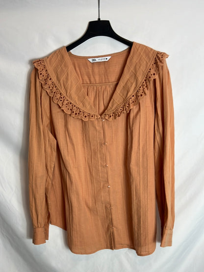 ZARA. Blusa naranja textura. T S