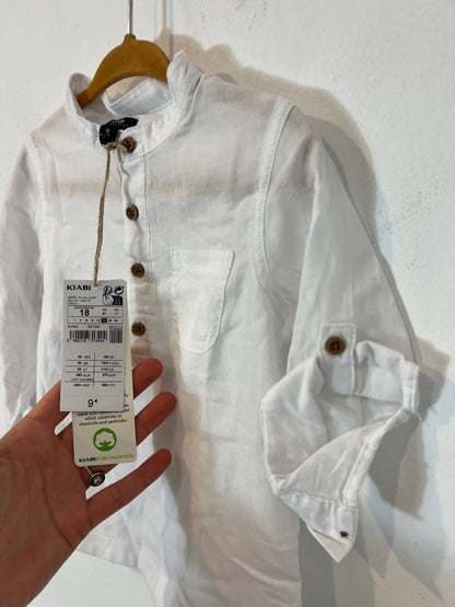 KIABI. Camisa blanca algodón cuello mao. T 9 meses