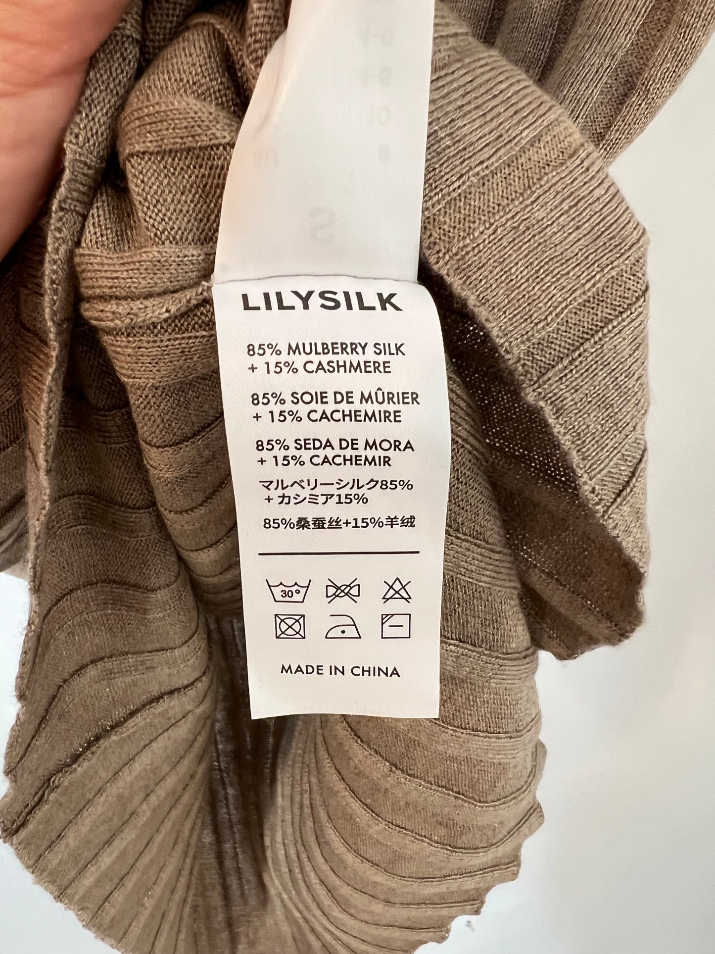 LILYSILK. Top marrón canalé T.s