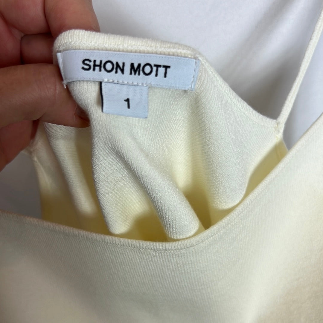 SHON MOTT. Top punto color crudo. T 1 (S)