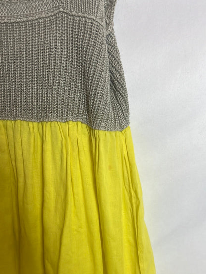 SITA MURT. Vestido amarillo doble textura (tara). T 38