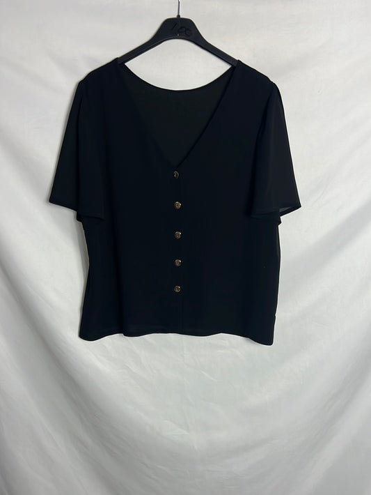 BIMANI. Blusa negra botones dorados. T M