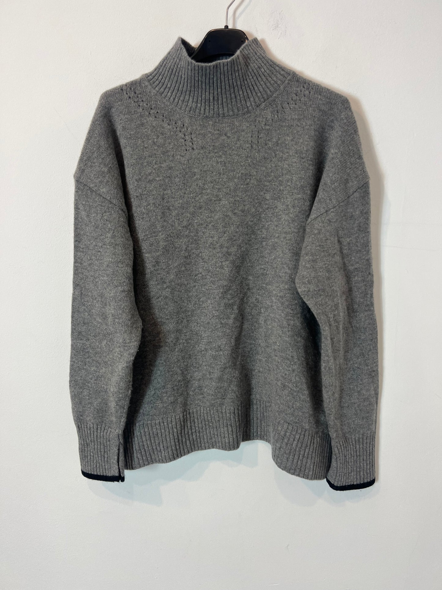 ABSOLUTE CASHMERE. Jersey gris cuello alto lana y cashemre. T XS(S)