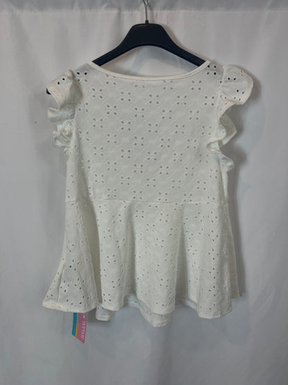 SHEIN. Top blanco troquelado. T S