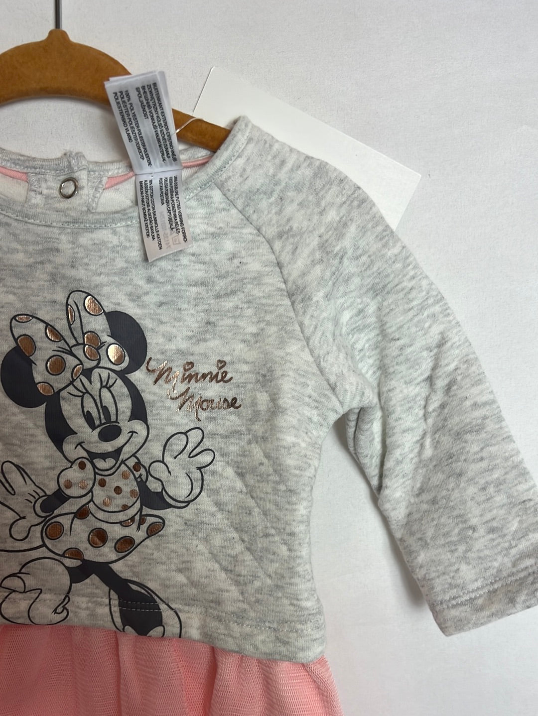 MDISNEY. Vestido doble textura dibujo. T 2-3 meses