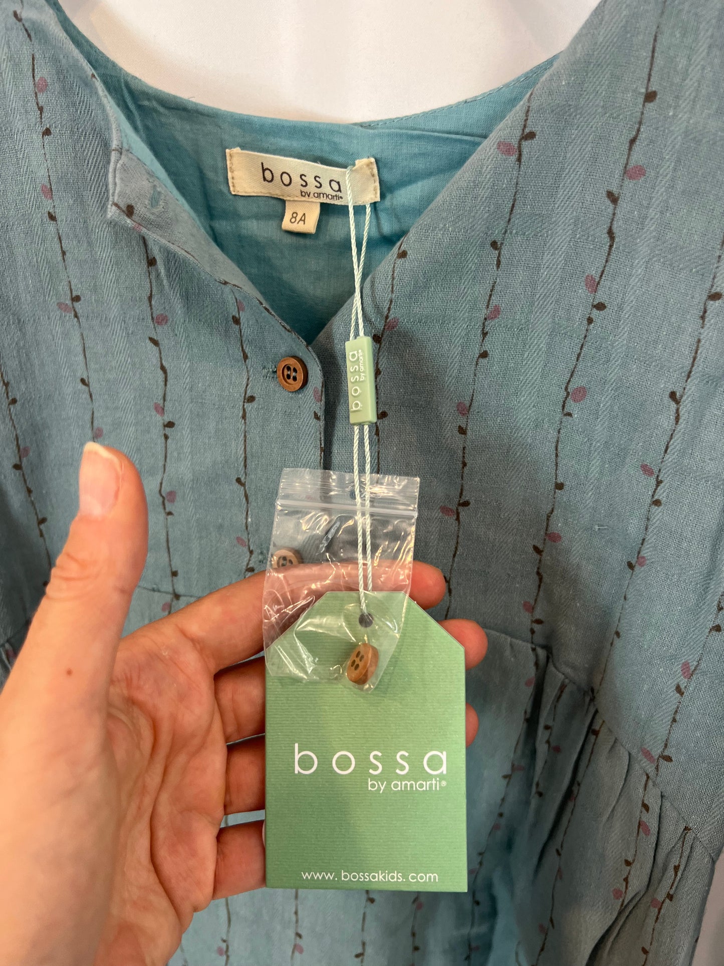 BOSSA. Vestido azul detalles T.8 años