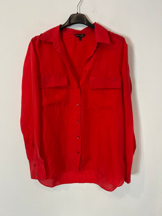 MASSIMO DUTTI. Blusa roja seda fluida T.38