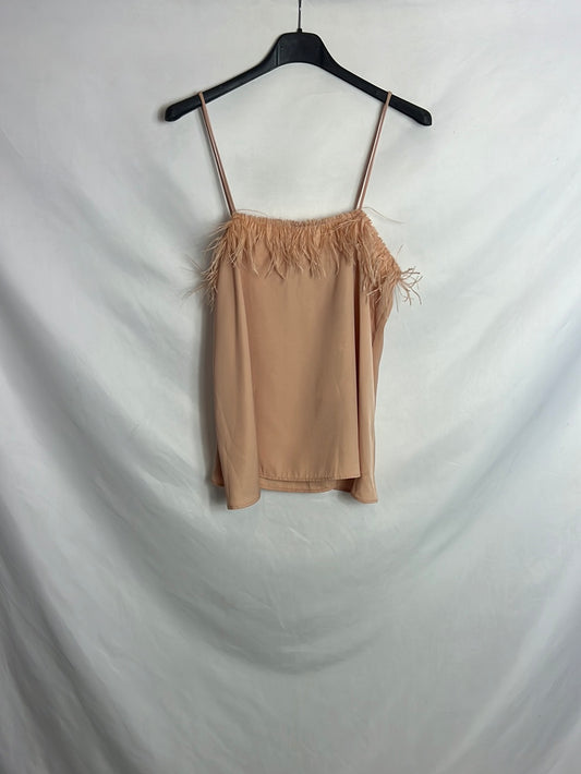 Zara. Top tirantes plumas. T.s