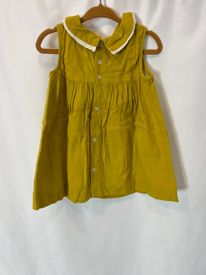 GOCCO. Conjunto vestido mostaza textura. T 18-24 meses