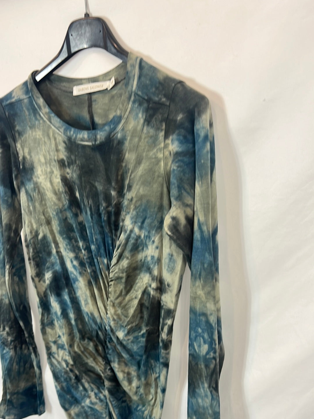 RABENS SALONER. Vestido midi tie dye fruncido T.xs