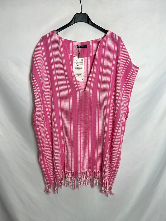 ZARA. Top/túnica rosa rayas. T S/M