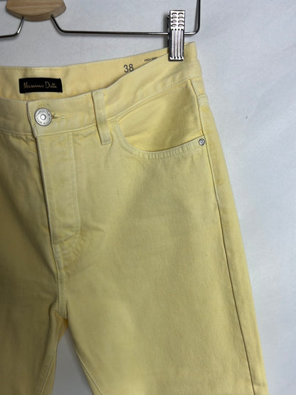 MASSIMO DUTTI . Denim recto abotonado amarillo pastel. T 38