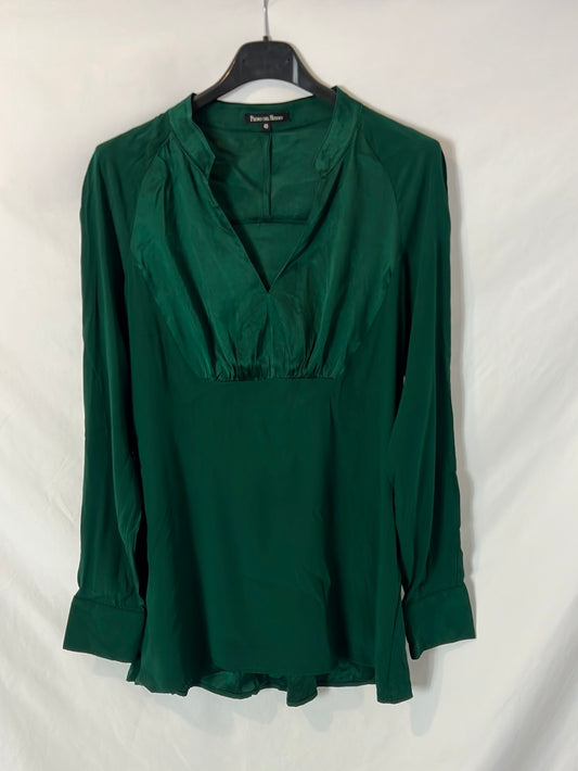 PEDRO DE HIERRO. Blusa verde fluida T.40