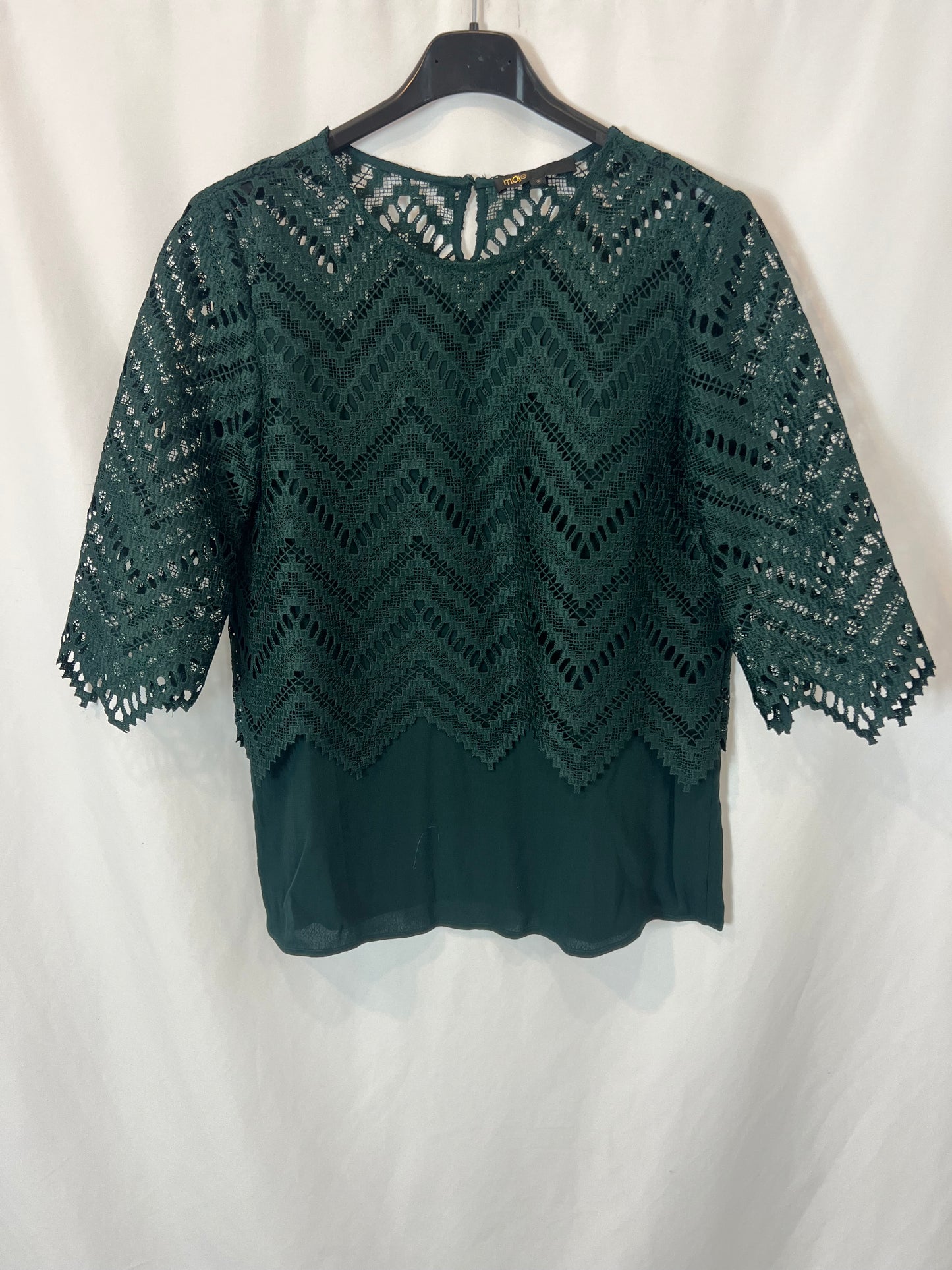 MAJE. Top verde doble textura. T 2 (M)