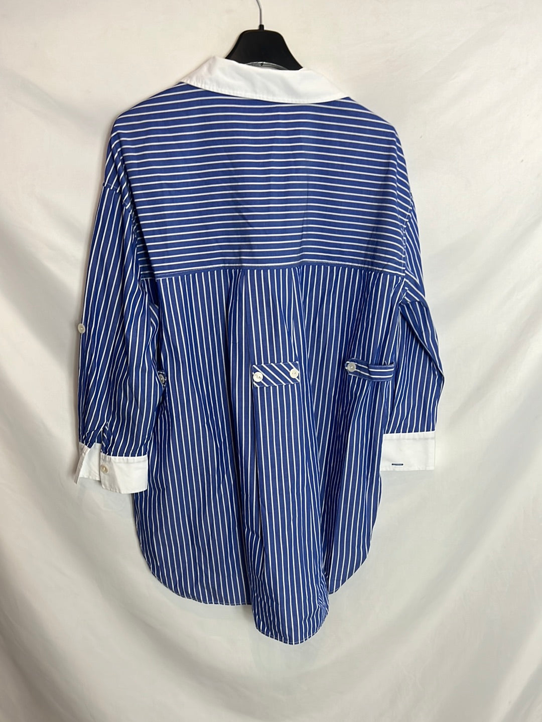 ZARA. Blusa larga/vestido azul rayas. T XS