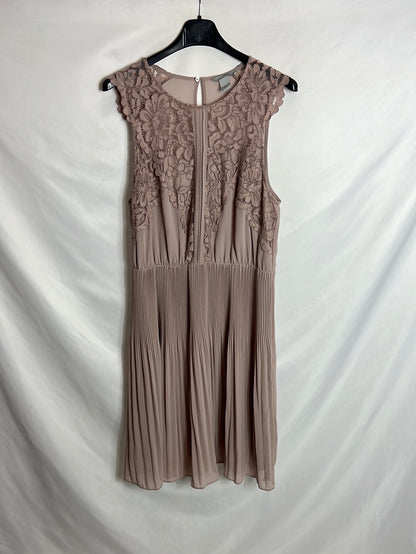 H&M. Vestido rosa encaje T.44