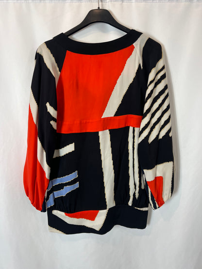 DIANE VON FURSTENBERG. Top seda multicolor. T 6 (M/L)