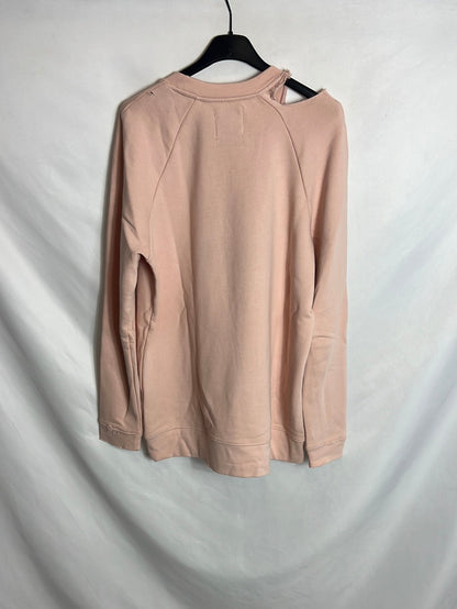 ZOE KARSSEN. Sudadera rosa dibujo bordado rotos. TS (oversized )