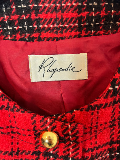 RHAPSODIE. Blazer roja tweed de cuadros TU(S)