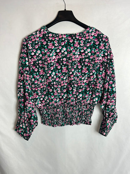 ZARA. Blusa flores estampado flores. T XS