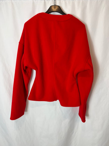 ZARA. Chaqueta roja suave T.s