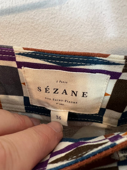 SEZANE. Pantalón culotte geométrico T36