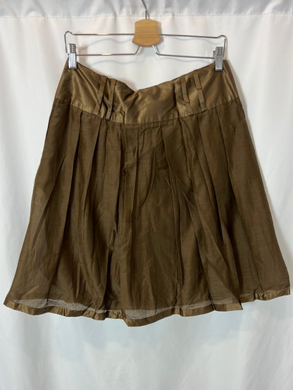 MASSIMO DUTTI. Falda verde seda T.40