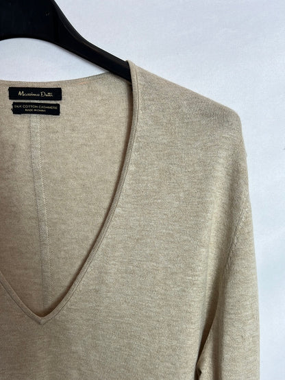 MASSIMO DUTTI. Jersey fino cashmere beige. T S/M