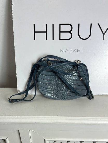 GUY LAROCHE. Bolso mini azul piel troquelada