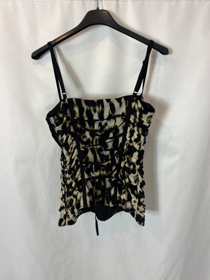 GUESS. Top animal print fruncidos. T S