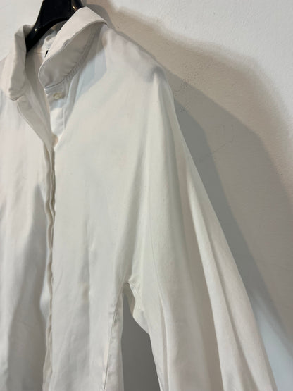 MASSIMO DUTTI. Blusa blanca doble textura. T 38